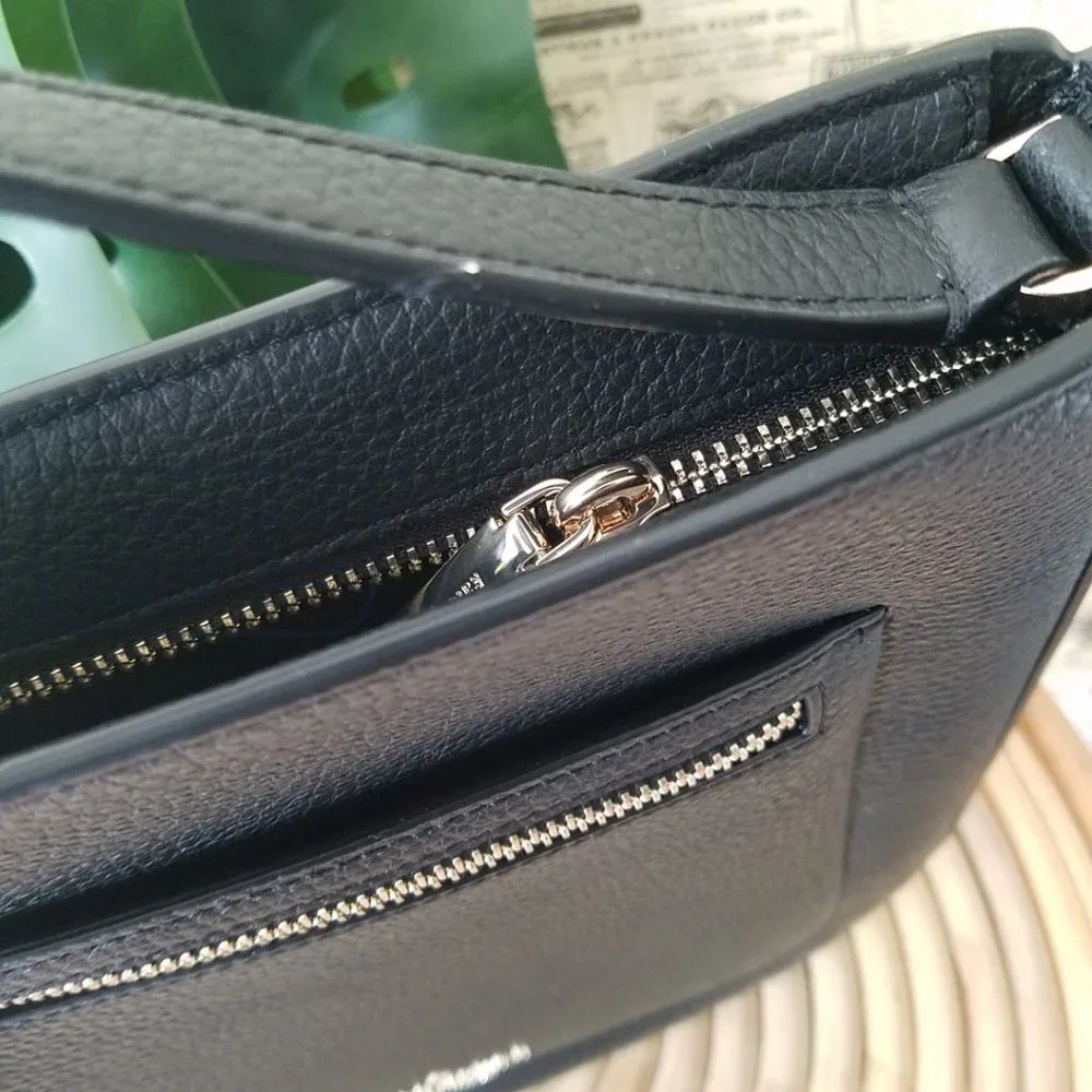 NWT New York Leila Leather Top Zip Crossbody color: black - Picture 15 of 15